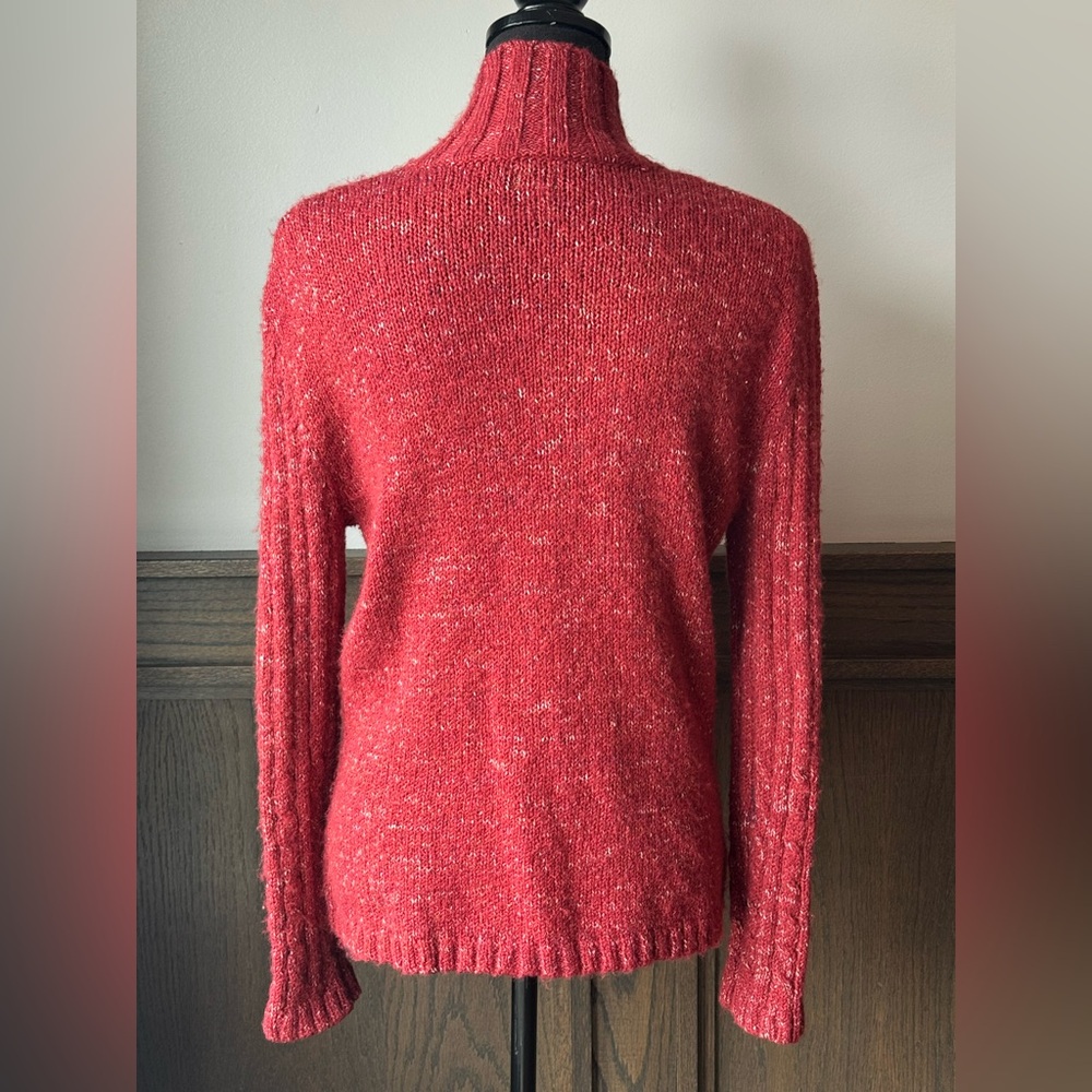 ALPS deep red vintage soft zip up sweater L - Picture 4 of 8